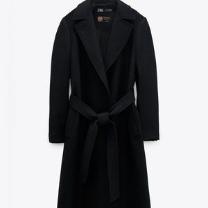 NWT Zara Belted Wool Blend Coat
